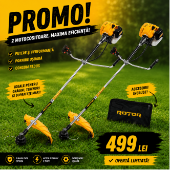Pachet 2 x Motocoasa pe benzina R5500 ROTOR 4.7 CP , 5500 Watti, 10.000 RPM Pachet 2 x Motocoasa pe benzina R5500 ROTOR 4.7 CP , 5500 Watti, 10.000 RPM